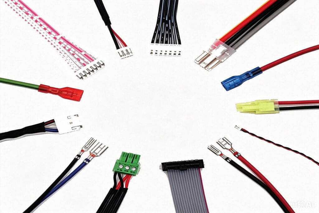 Custom cable assembly collection including ribbon, power and signal harnesses