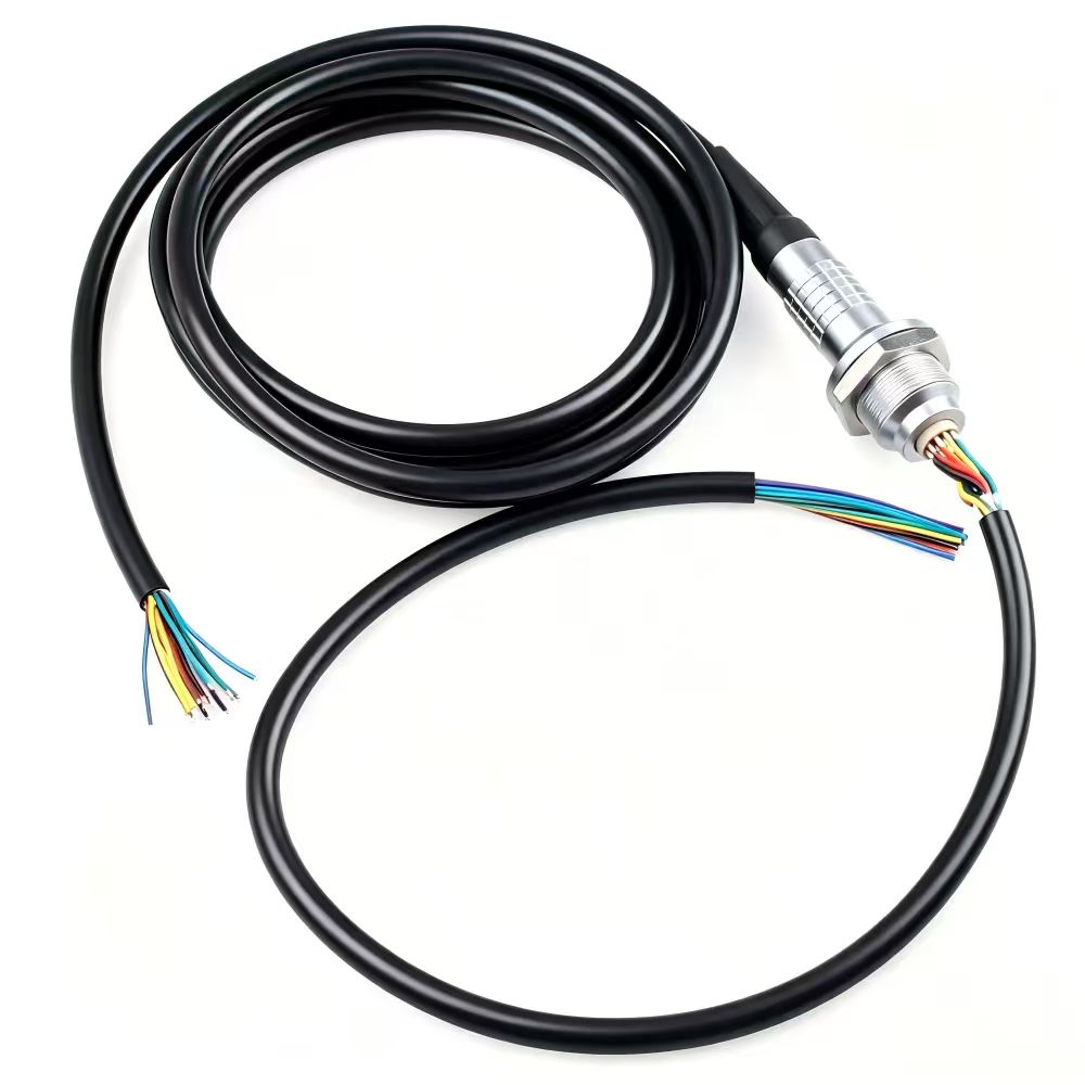 Push-pull locking industrial connector cable assembly for Ethernet and control signal transmission
